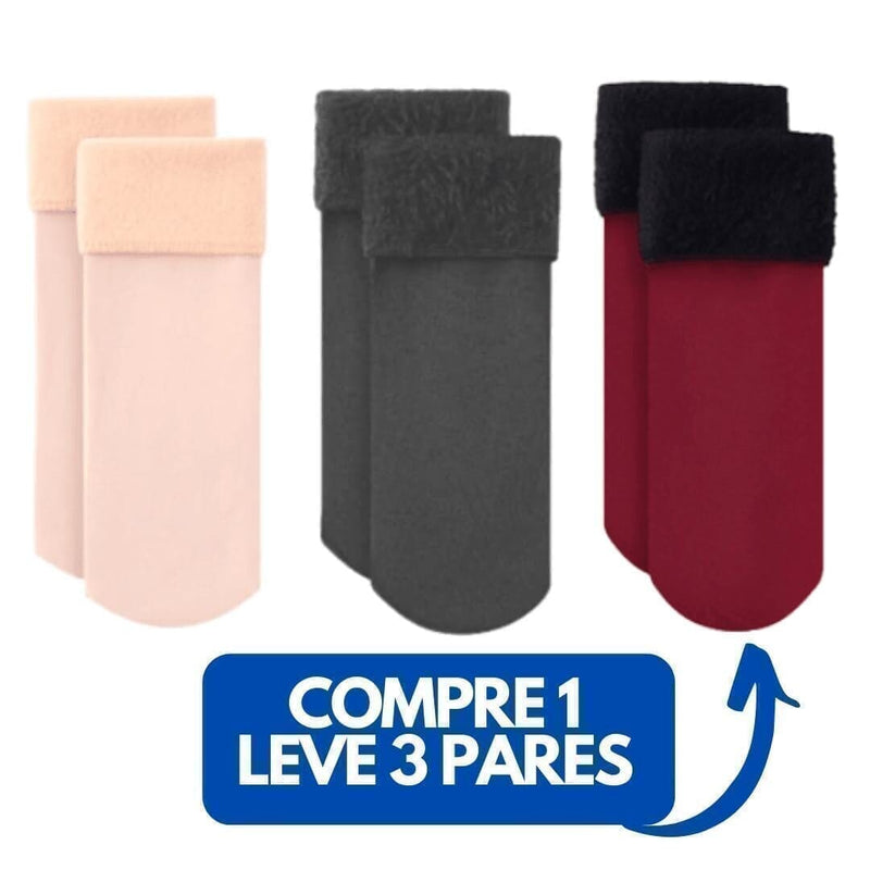 Meia Nuvem® Térmica - Pés Quentinhos - 3 pares arizo Kit Misto- COMPRE 1 LEVE 3 (PRESENTE DE LANÇAMENTO) Único (35 ao 42) 